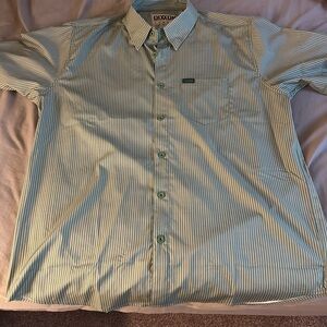 DIXXON Men's Light Blue Striped Button Down Shirt